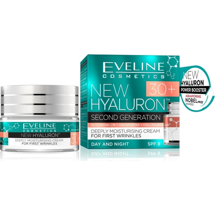 Eveline Hyaluron Clinic Day and Night Cream 30+ 1×50 ml, crème profondément hydratante pour les premières rides