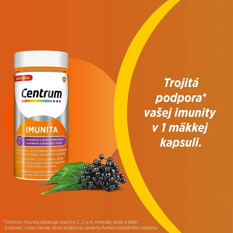 Centrum Immunity mit schwarzem Holunderextrakt 1x60 cps, Multivitamin mit Vitamin C und D zur Stärkung der Immunität