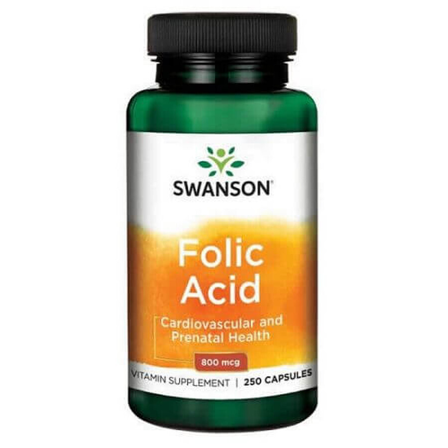 Acido folico 800 mcg, 250 capsule, Swanson