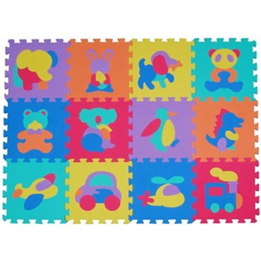 FOAM MASTER TRADING Tappetino in schiuma animali e veicoli 1×9 pezzi, puzzle in schiuma