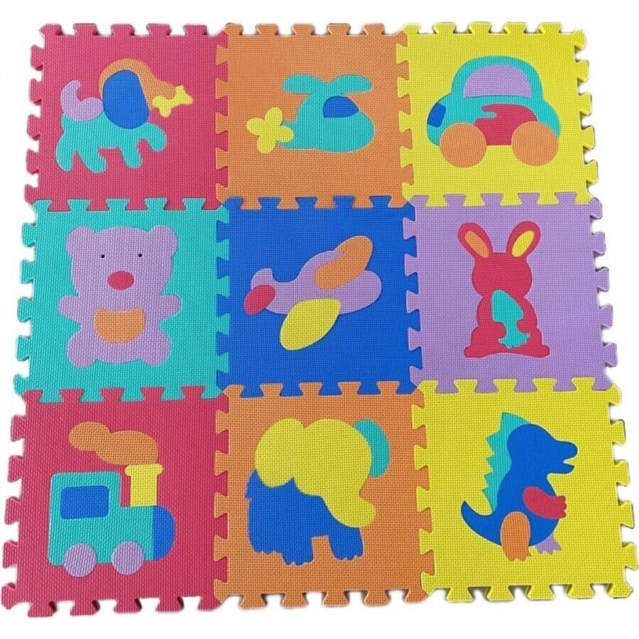 FOAM MASTER TRADING Tappetino in schiuma animali e veicoli 1×9 pezzi, puzzle in schiuma