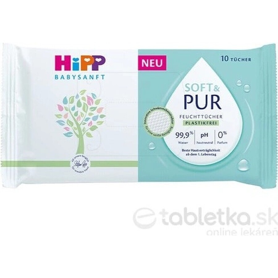 HiPP Babysanft Șervețele umede de curățare Soft & Pur 10 buc 1×10 buc, șervețele umede