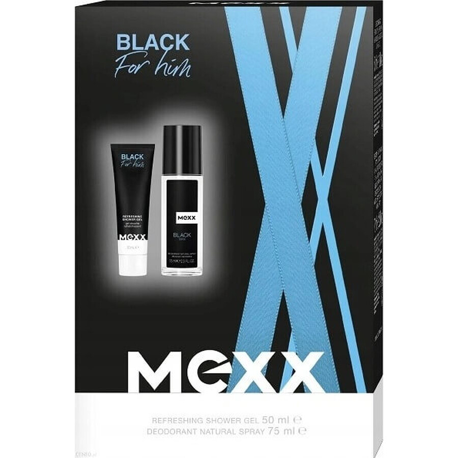 MEXX BLACK MAN deodorante 75ML + gel doccia 50ML 1×1pc, set cosmetico per uomo