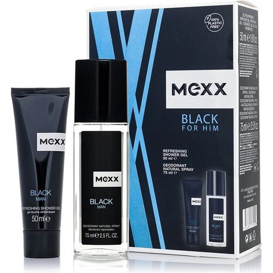 MEXX BLACK MAN deodorante 75ML + gel doccia 50ML 1×1pc, set cosmetico per uomo