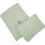 EKO Set per lettino in mussola in 2 parti Menta 30x40 cm, 75x100 cm