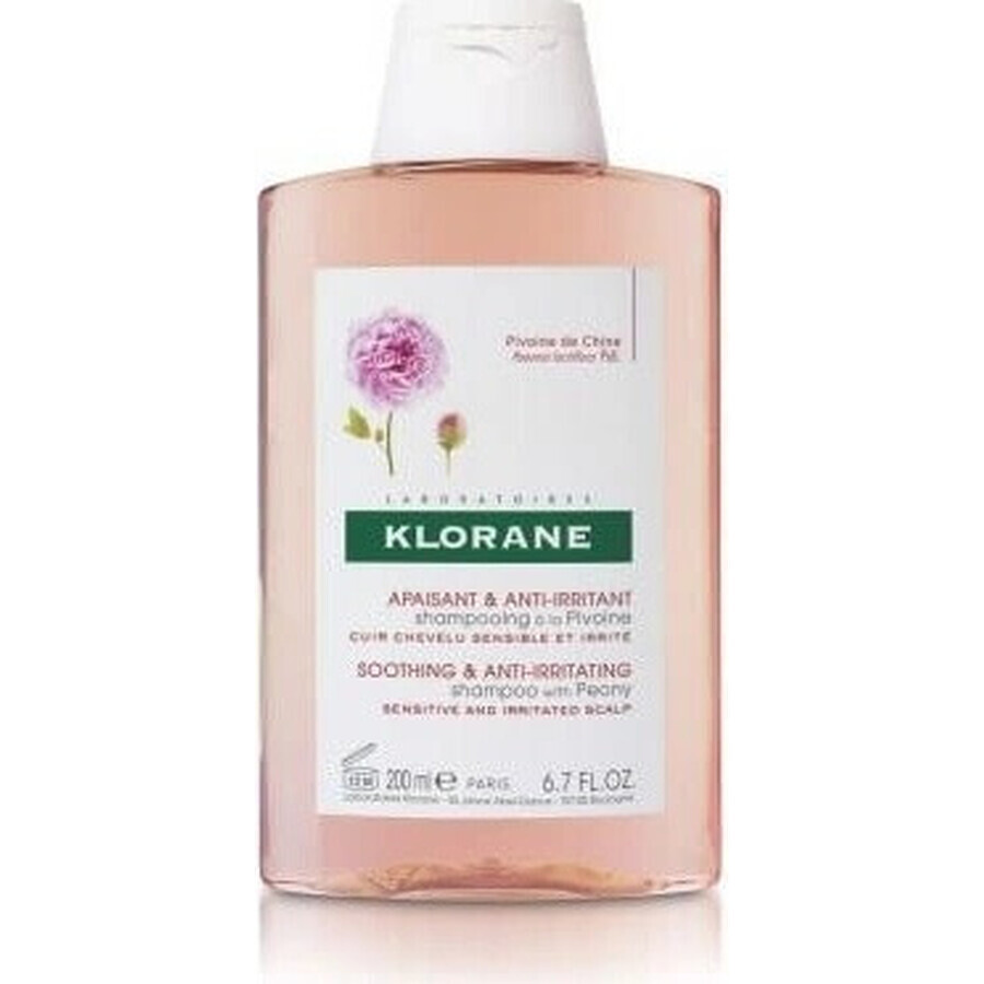 SHAMPOO KLORANE alla peonia biologica 1×200ml, shampoo per cuoio capelluto sensibile e irritato