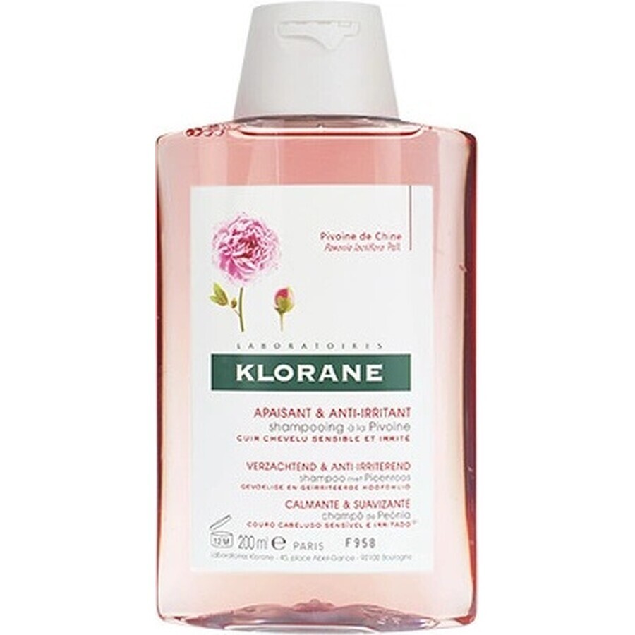 SHAMPOO KLORANE alla peonia biologica 1×200ml, shampoo per cuoio capelluto sensibile e irritato