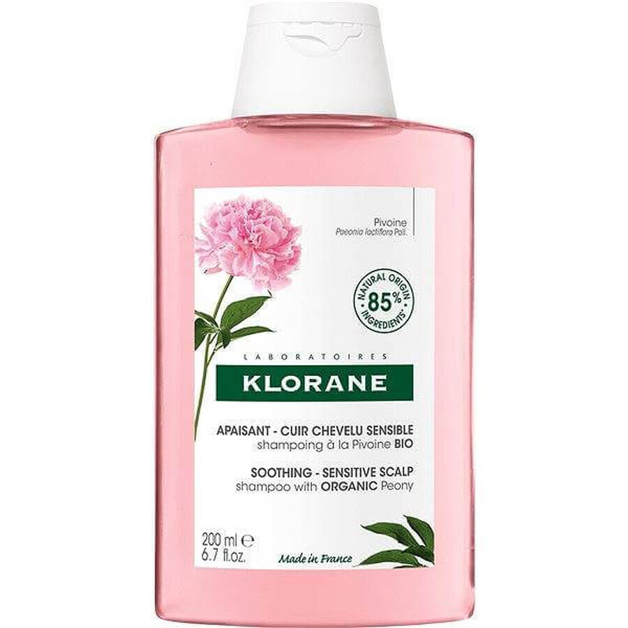 SHAMPOO KLORANE alla peonia biologica 1×200ml, shampoo per cuoio capelluto sensibile e irritato