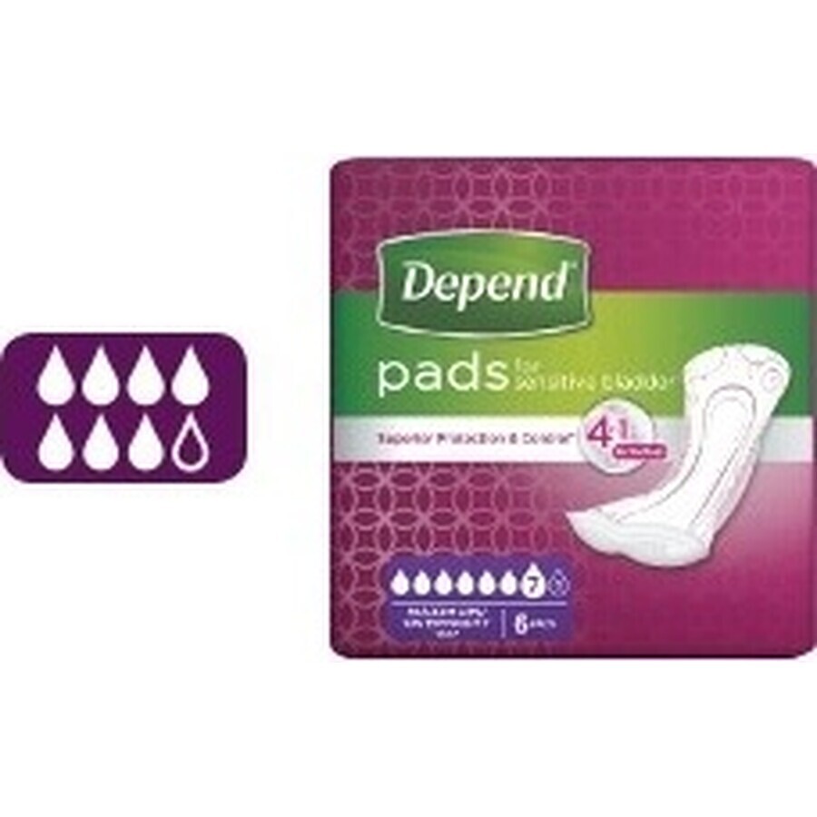 DEPEND MAXIMUM Inkontinenzeinlagen für Frauen, 12,5x34 cm, Absorption 953 ml, 1x6 Stück