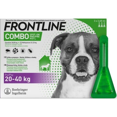 FRONTLINE COMBO spot-on voor HONDEN L 3 x 2,68 ml 3x2,68 ml 3x2,68 ml, oplossing voor honden