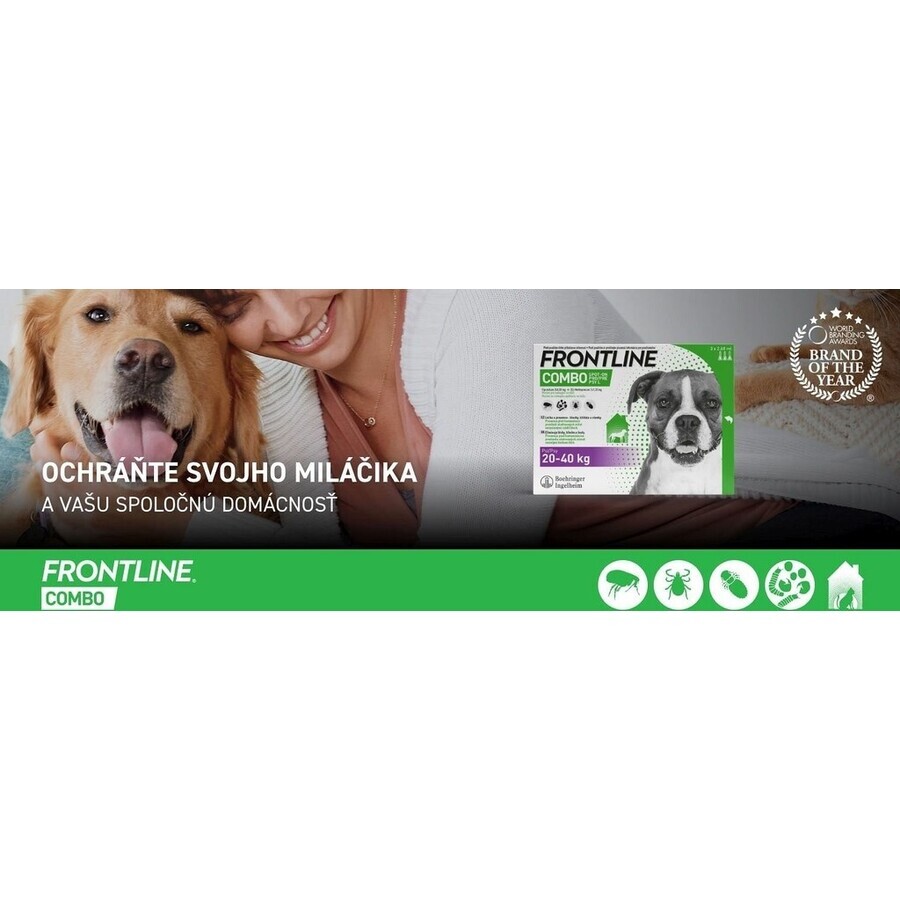 FRONTLINE COMBO spot-on voor HONDEN L 3 x 2,68 ml 3x2,68 ml 3x2,68 ml, oplossing voor honden