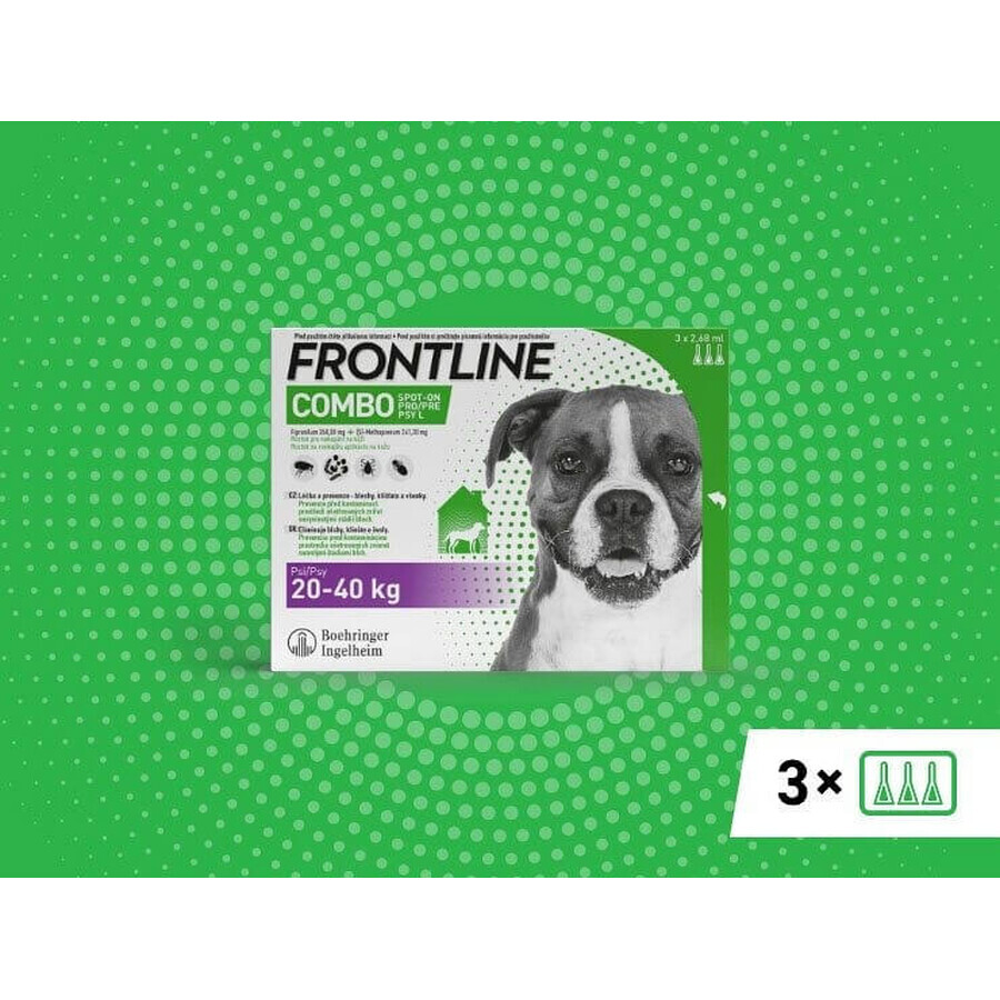 FRONTLINE COMBO spot-on voor HONDEN L 3 x 2,68 ml 3x2,68 ml 3x2,68 ml, oplossing voor honden