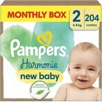 PAMPERS HARMONIE BABY LUIEREN V.2 4-8KG 204KS 1×204 stuks, luiers maat 2