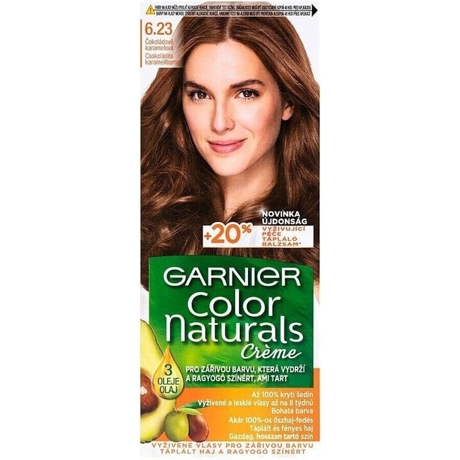 Garnier Color Naturals Dauerhafte Haarfarbe 6.23 Schoko-Karamell 1×1 Stück, Haarfarbe