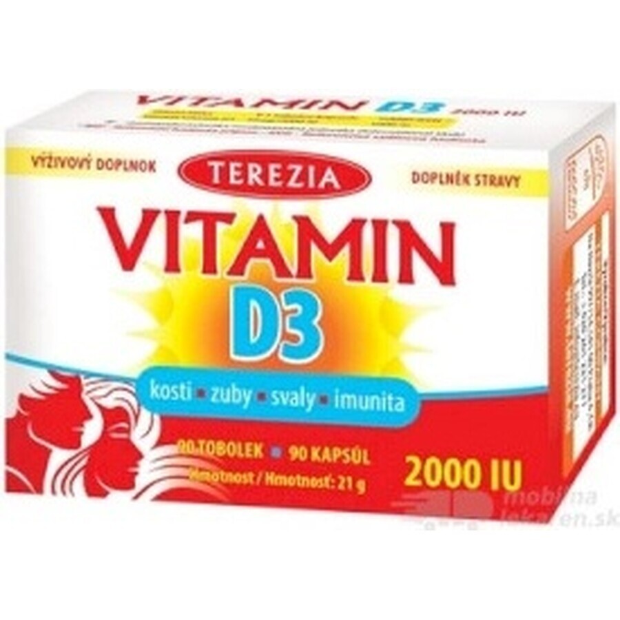 TEREZIA Vitamina D3 2000 UI 1×90 tbl, supliment alimentar