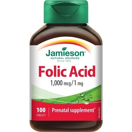 JAMIESON FOLIC ACID 1000 µg 1×100 tbl, acide folique