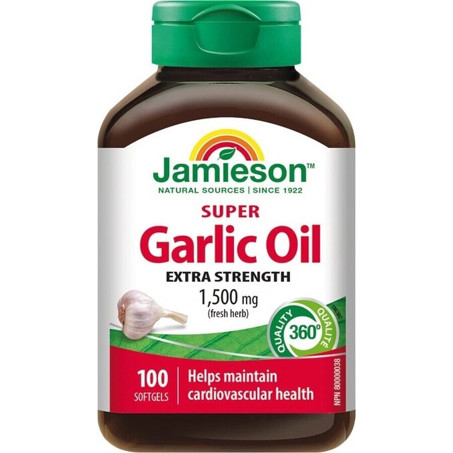 JAMIESON SUPER GARLIC OIL 1500 mg 1×100 cps, supliment alimentar