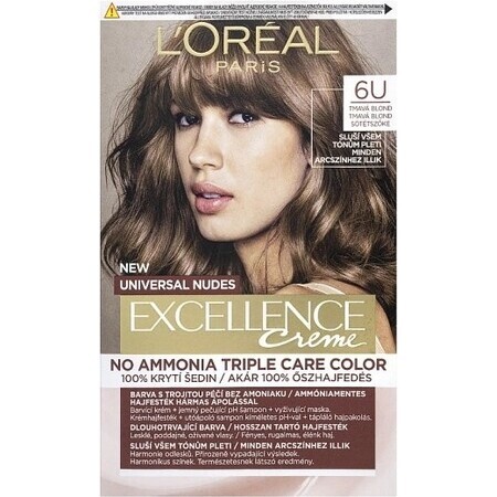 L'Oréal Paris Excellence Creme Universal Creme Universal Nudes permanent hair color 6U Dark Blonde 1×1 pc, hair color