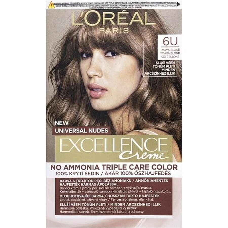 L'Oréal Paris Excellence Creme Universal Creme Universal Nudes permanent hair color 6U Dark Blonde 1×1 pc, hair color