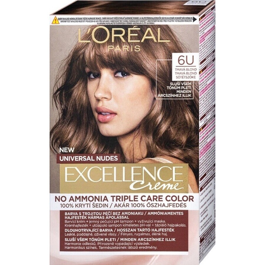 L'Oréal Paris Excellence Creme Universal Creme Universal Nudes permanent hair color 6U Dark Blonde 1×1 pc, hair color