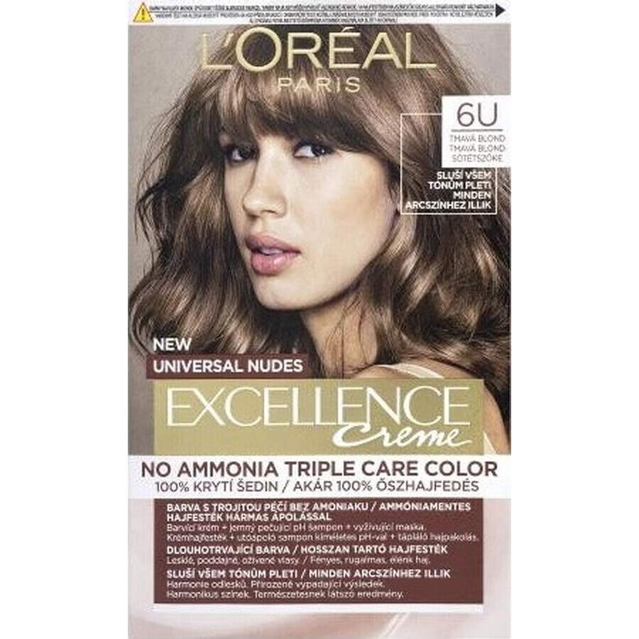 L'Oréal Paris Excellence Creme Universal Creme Universal Nudes permanent hair color 6U Dark Blonde 1×1 pc, hair color