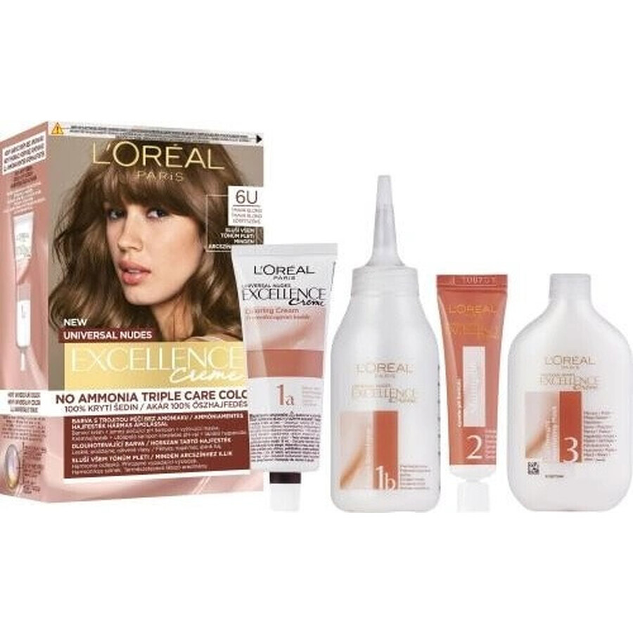 L'Oréal Paris Excellence Creme Universal Creme Universal Nudes permanent hair color 6U Dark Blonde 1×1 pc, hair color