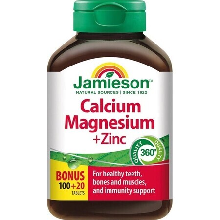 JAMIESON CALCIUM, MAGNESIUM AVEC ZINC 1×120 tbl, calcium + magnésium + zinc