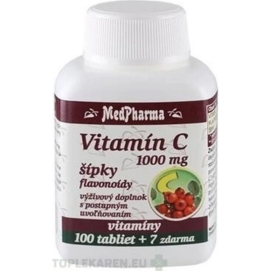 MedPharma VITAMINE C 1000 mg met rozenbottels 1×37 tbl, geleidelijke afgifte