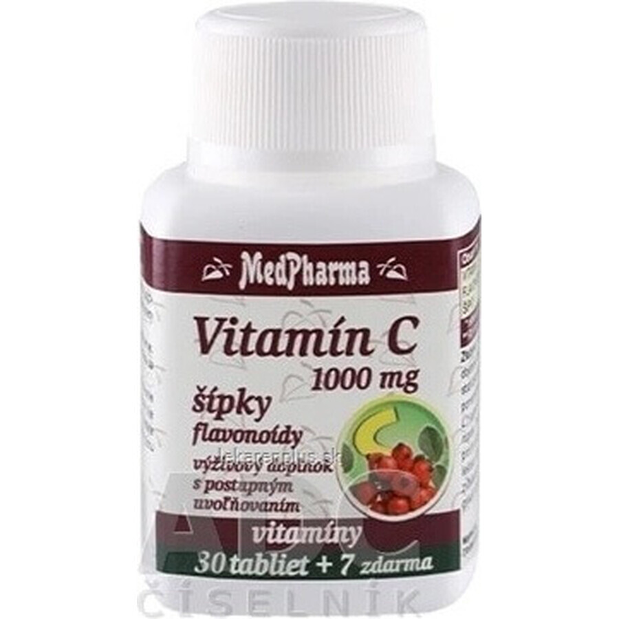 MedPharma VITAMINE C 1000 mg met rozenbottels 1×37 tbl, geleidelijke afgifte