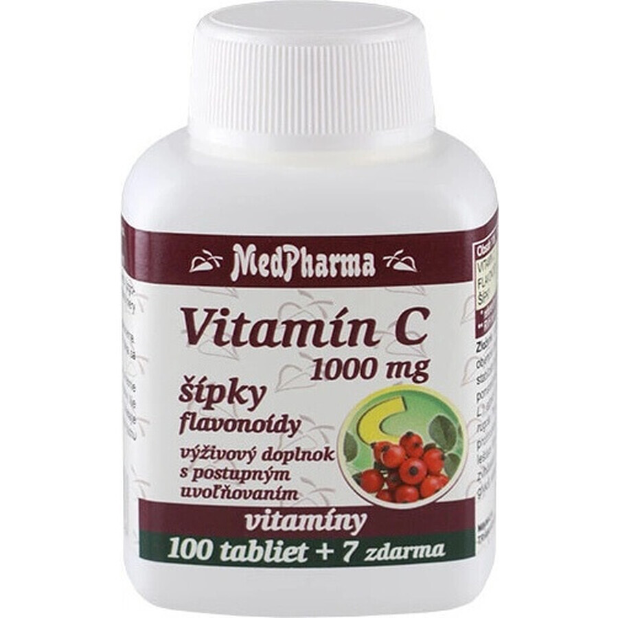 MedPharma VITAMINE C 1000 mg met rozenbottels 1×37 tbl, geleidelijke afgifte