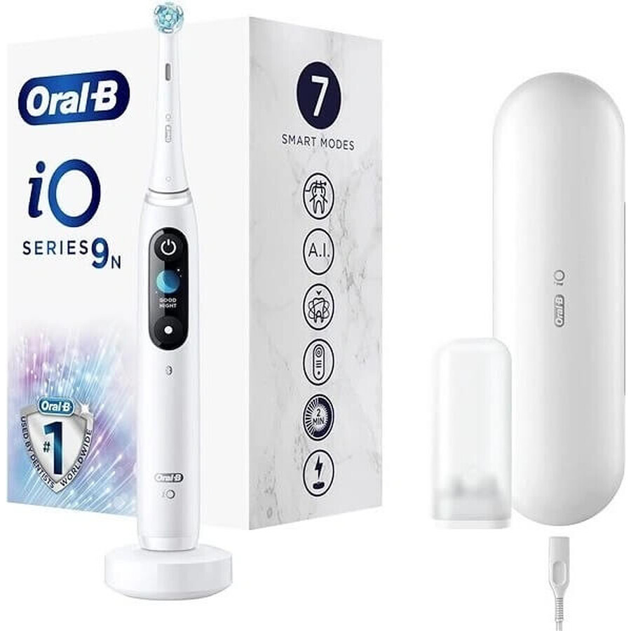 Oral B EK iO Series 9 White alabaster + toothbrush holder + travel case 1×1 set, electronic toothbrush