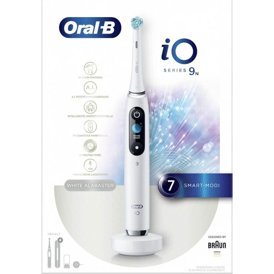 Oral B EK iO Series 9 White alabaster + toothbrush holder + travel case 1×1 set, electronic toothbrush