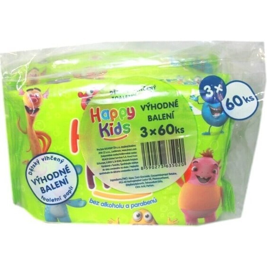 Happy Kids Kids Vlhcene Tp 3x60pcs 3×60 pcs papel higiénico