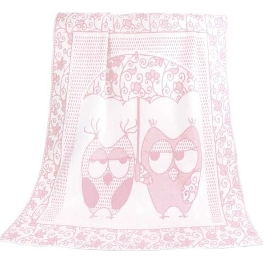 Children's blanket NELA 1023/010 100x140cm pink owl 1×1 pc, baby blanket