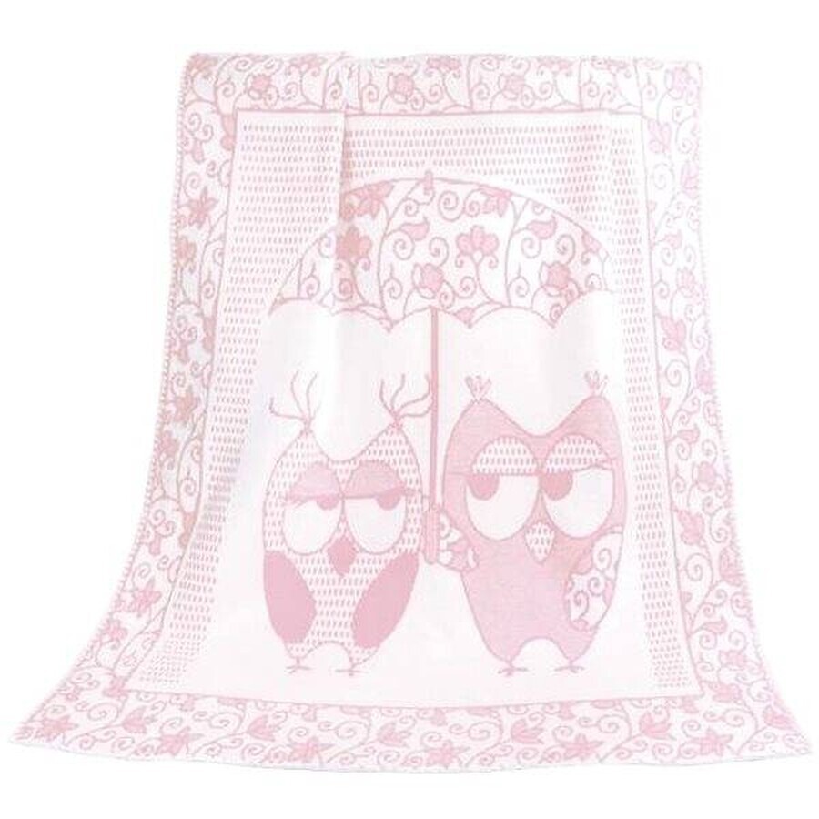 Children's blanket NELA 1023/010 100x140cm pink owl 1×1 pc, baby blanket