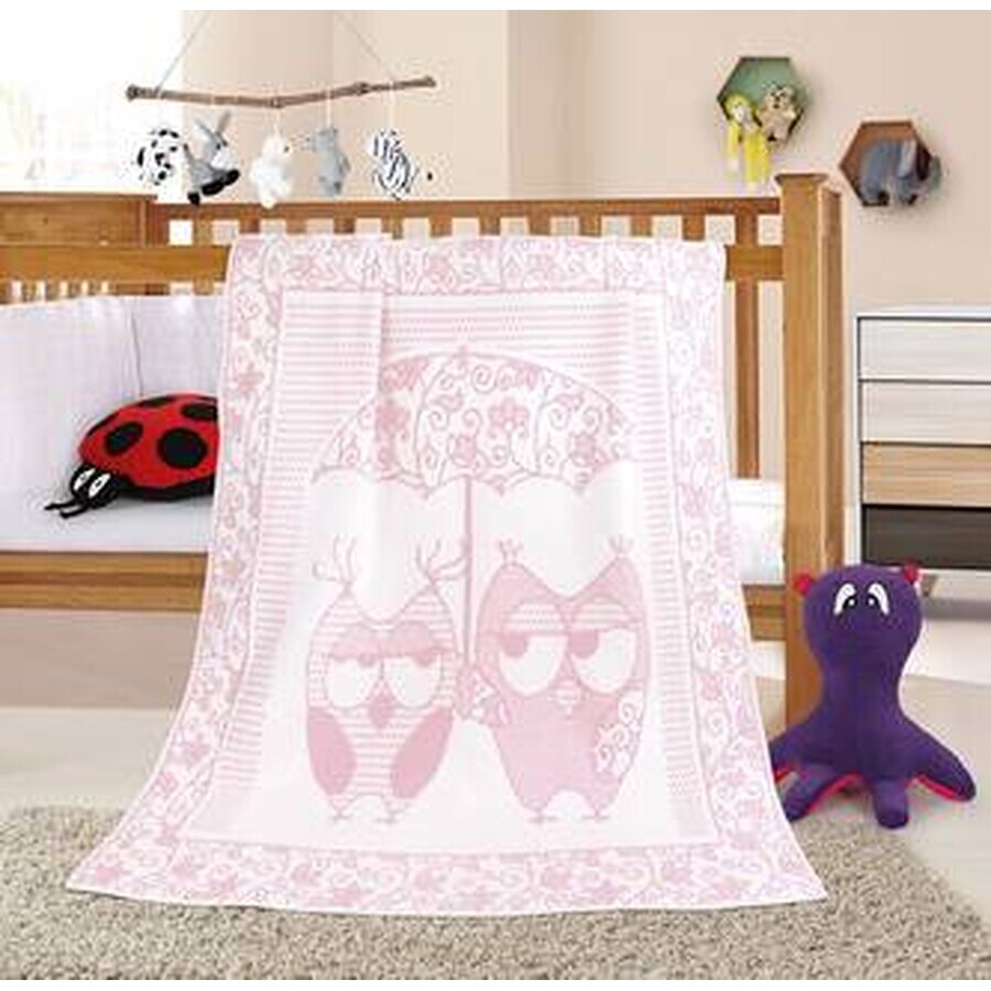 Children's blanket NELA 1023/010 100x140cm pink owl 1×1 pc, baby blanket