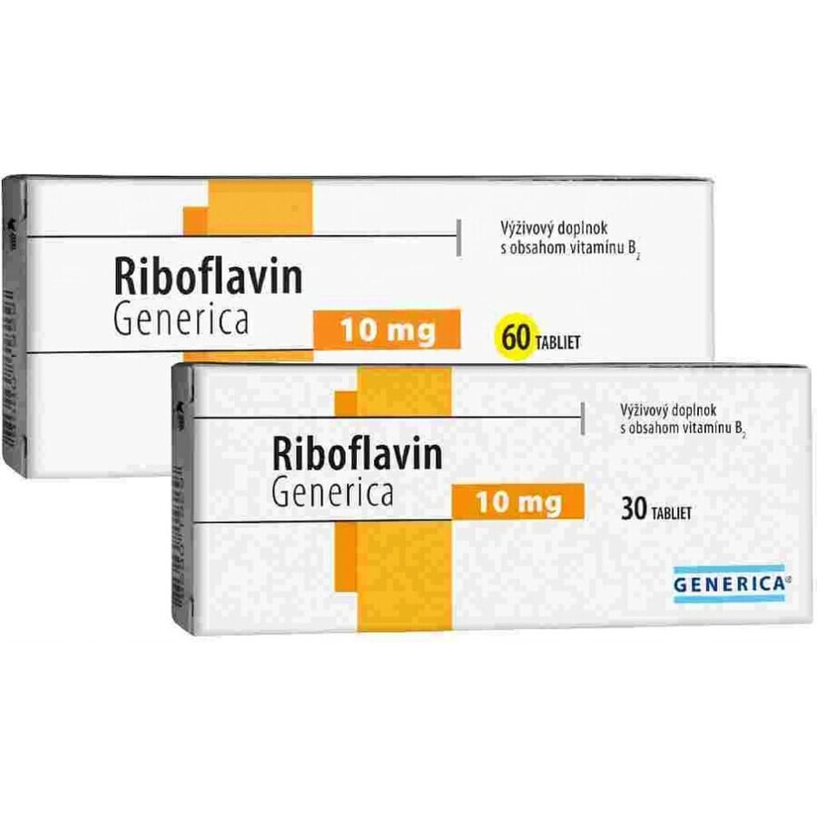 GENERICA Riboflavine 10 mg 1×30 tbl, voedingssupplement