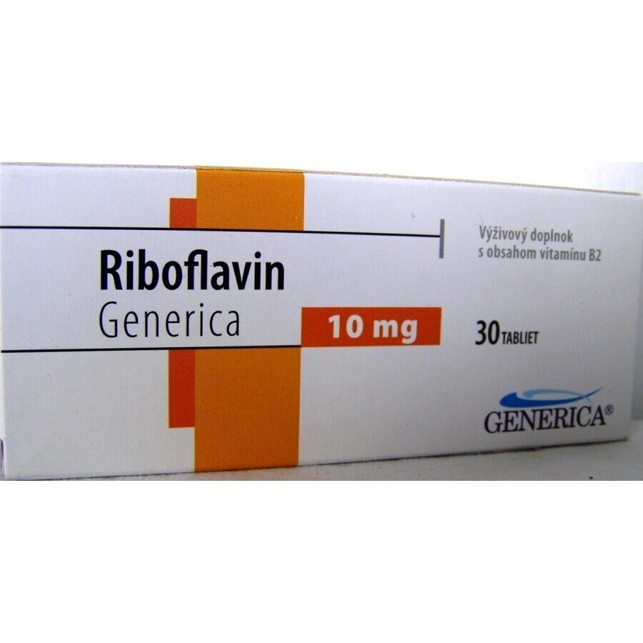 GENERICA Riboflavine 10 mg 1×30 tbl, voedingssupplement