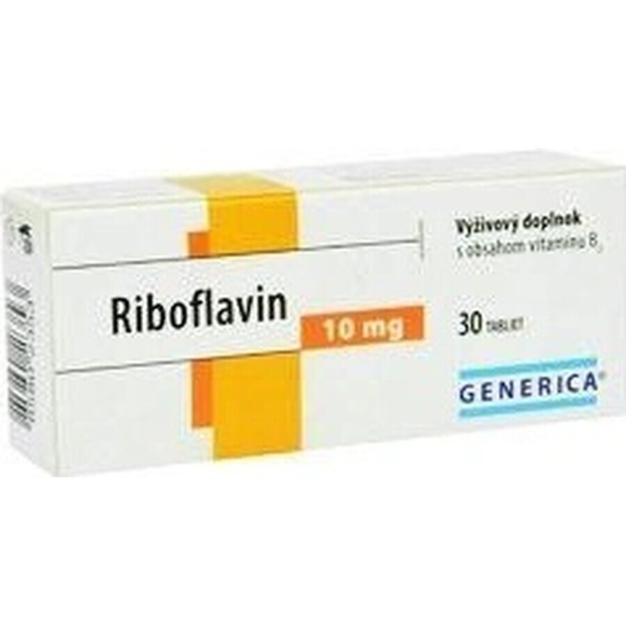 GENERICA Riboflavine 10 mg 1×30 tbl, voedingssupplement