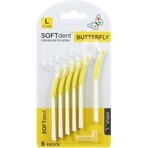 Interdentale ragers SOFTdent Butterfly L 0,7 mm gebogen, geel 1x6 stuks