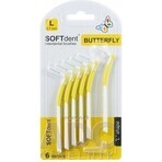 Interdentale ragers SOFTdent Butterfly L 0,7 mm gebogen, geel 1x6 stuks