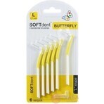 Interdentale ragers SOFTdent Butterfly L 0,7 mm gebogen, geel 1x6 stuks