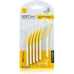 Interdentale ragers SOFTdent Butterfly L 0,7 mm gebogen, geel 1x6 stuks