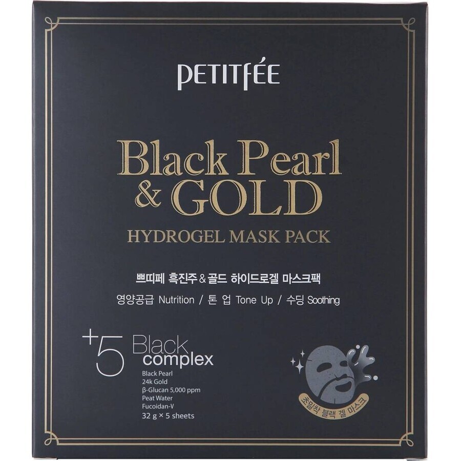 Petitfee & Koelf Black Pearl & Gold Hydrogel Mask Pack 32 g * 5 sheets 1×32 g * 5 sheets