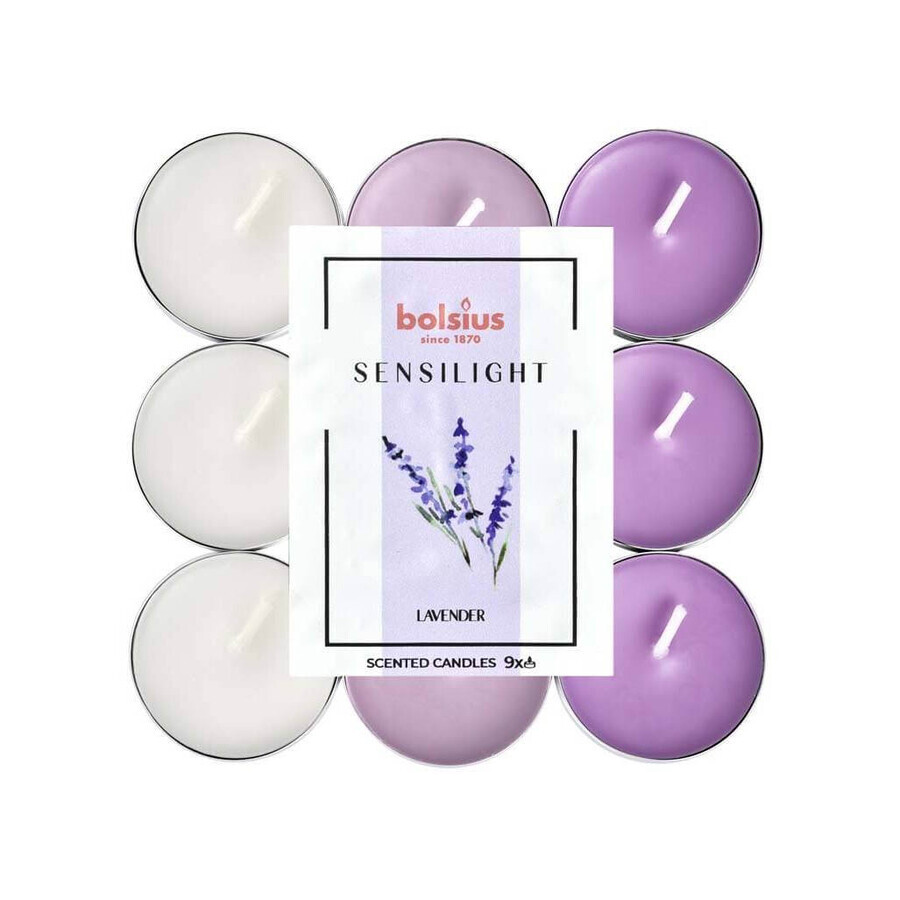 BOLSIUS Luminițe de ceai Sensilight LAVENDER 1×9 buc, tricolore