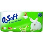 Q SOFT White Papel higiénico de 3 capas blanco 1×8 unidades, 160 unidades