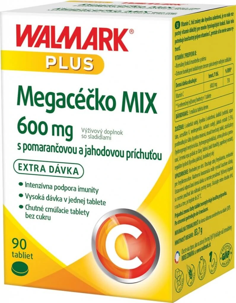 WALMARK Megacečko 600 mg sinaasappel 1×90 tbl, voedingssupplement