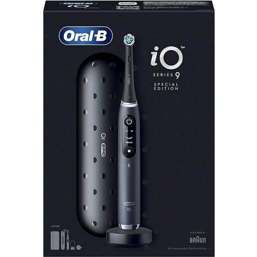 Oral B EK iO Series 9 Zwart onyx + tandenborstelhouder + reisetui 1×1 set, elektronische tandenborstel