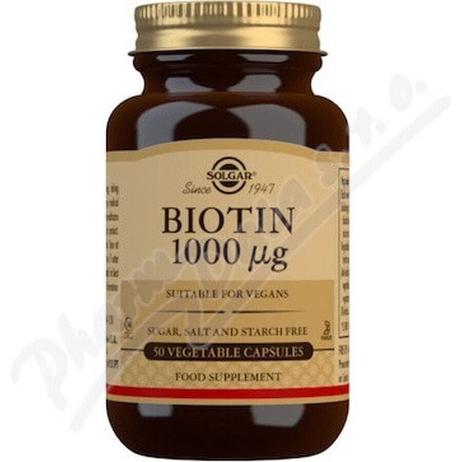 Solgar Biotin 1000 μg For hair and skin 50 capsules 1×50 cps, dietary supplement