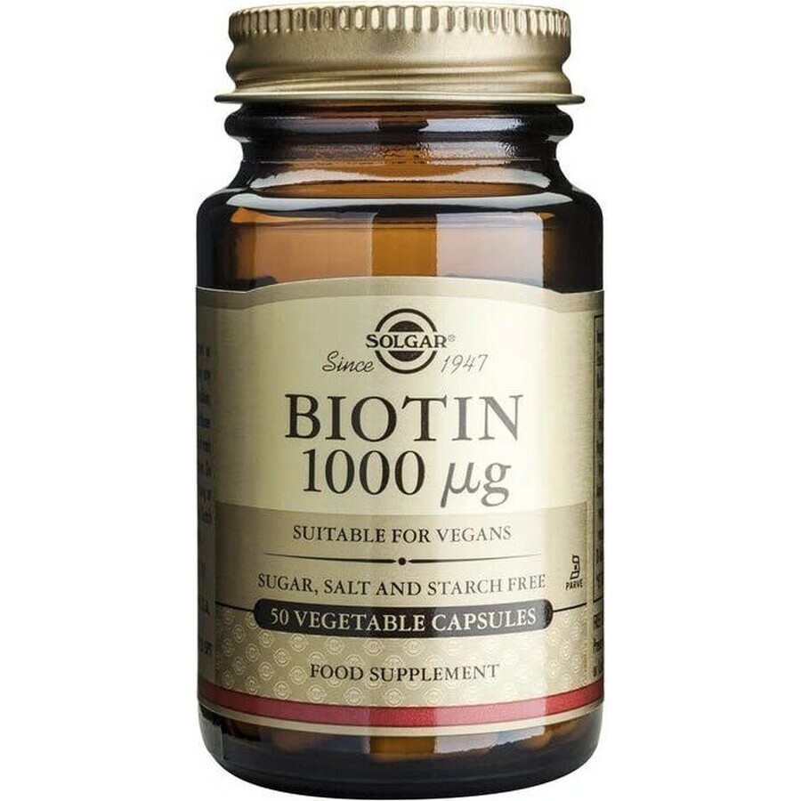 Solgar Biotin 1000 μg For hair and skin 50 capsules 1×50 cps, dietary supplement